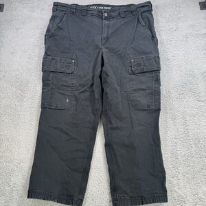 Duluth Trading Pants Mens 46x28 Black Flex Fire‎ Hose Cargo Workwear Cotton
